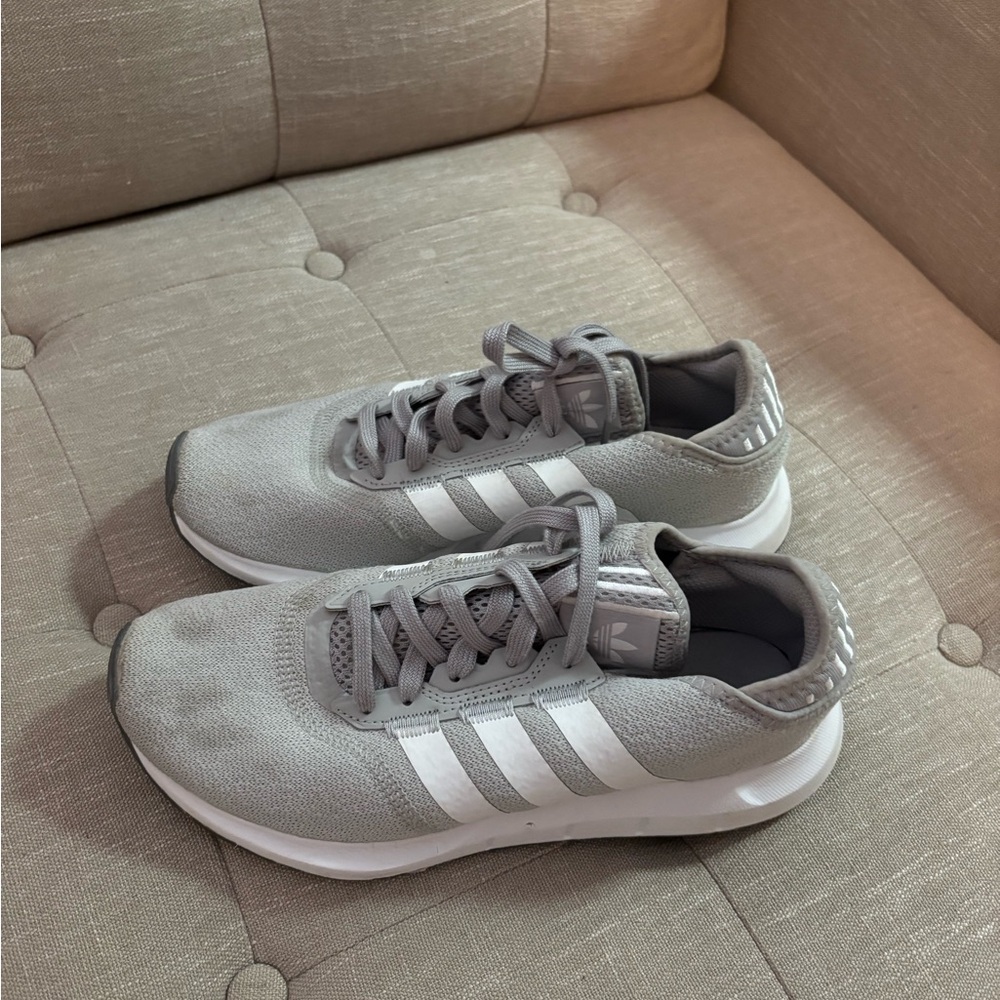 Adidas Gray Sneakers with White Stripes